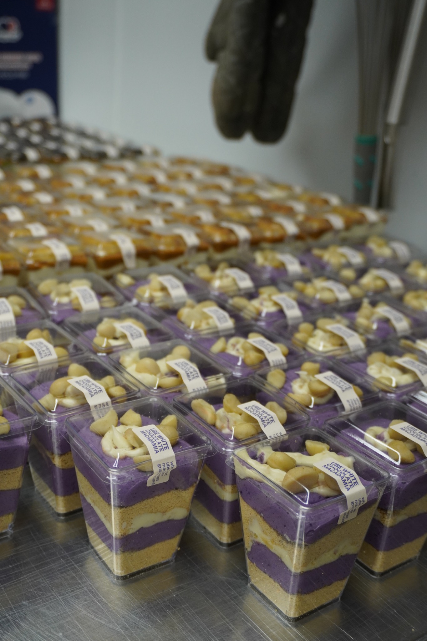 Rows of Rice Culture dessert shooters prepared for an event