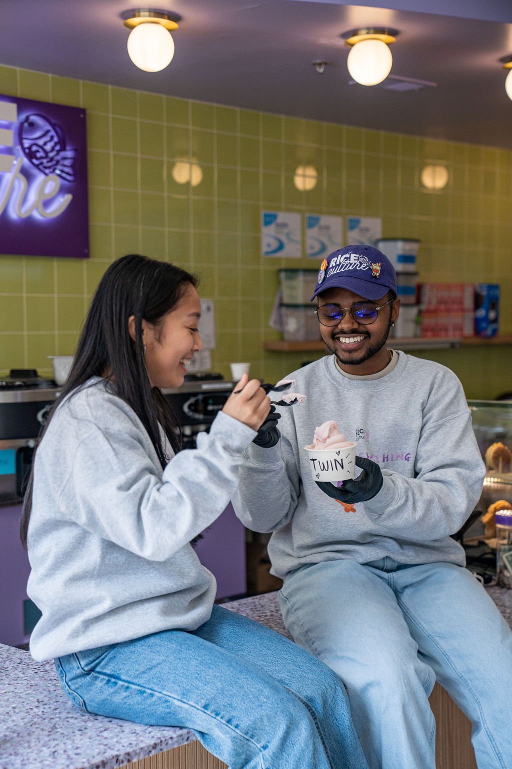 Guests enjoying dessert together at Rice Culture